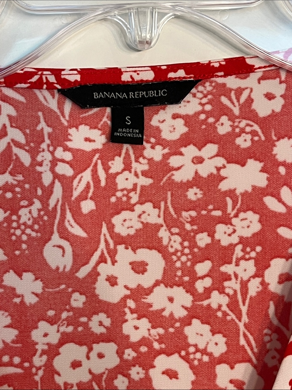 Banana Republic Red and White Floral Long-Sleeve Wrap Dress - Picture 2 of 5